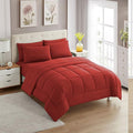 Sweet Home Collection 7 Piece Comforter Set Bag Solid Color All Season Soft Down Alternative Blanket & Luxurious Microfiber Bed Sheets, Red, Twin XL