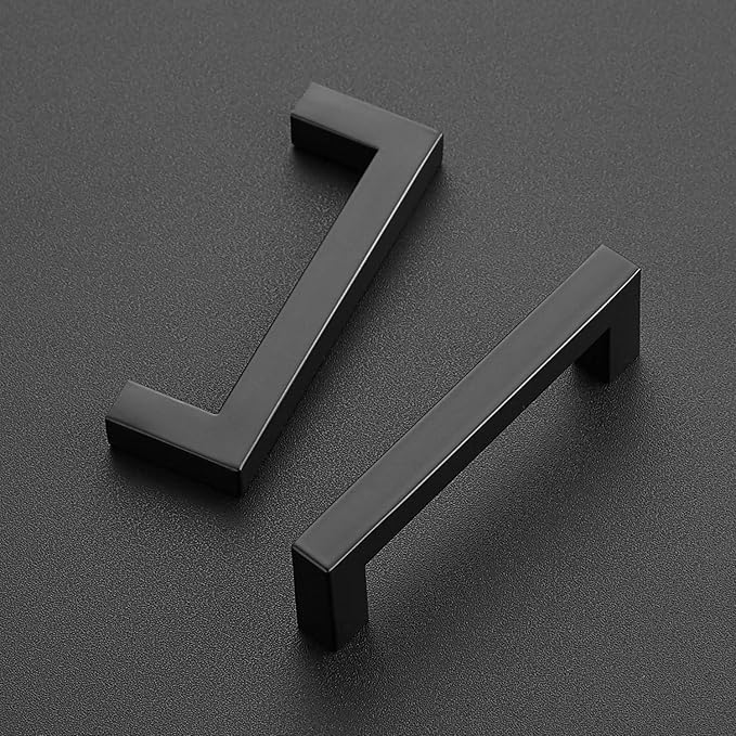 Ravinte 3 Pack 3-3/4 Inch Kitchen Square Cabinet Handles Matte Black Cabinet Pulls Black Drawer Pulls Kitchen Cabinet Hardware Kitchen Handles