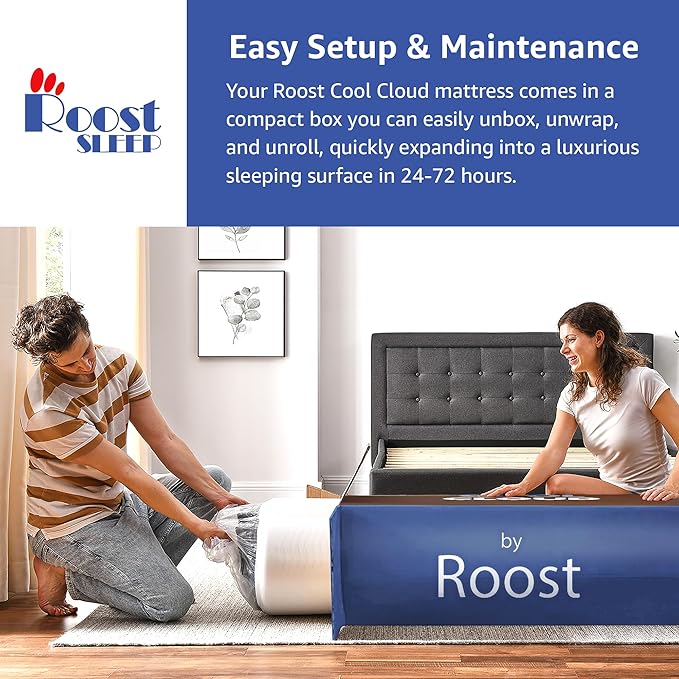 ROOST SLEEP Memory Foam Mattress, 14-Inch Twin – Cool Cloud Gel Foam Bed with Cooling Comfort and Plush Support – Pressure-Relieving Twin Mattress for Deep Sleep