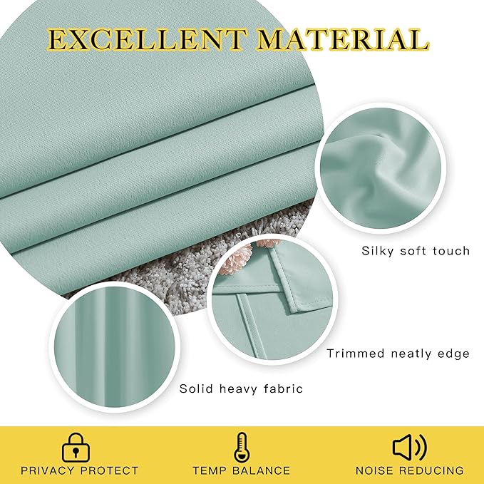 NICETOWN Privacy Blackout Doorway 80 inch Curtains, Grommet Light Blocking Window Treatments Thermal Drapes for Bedroom/Living Room, W46 x L80, 2 Panels, Aqua Blue