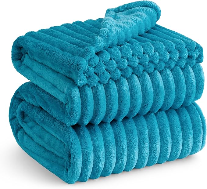 Bedsure GentleSoft Teal Fleece Blanket for Couch - Cozy Soft Blankets for Women, Cute Small Throws for Girls, 108x90 Inches