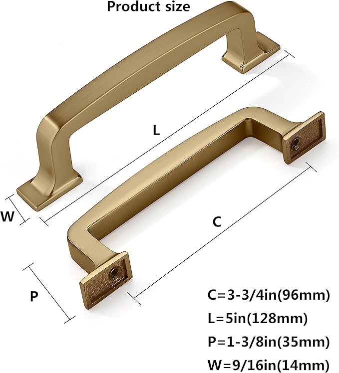KHTuMEware 6 Pack 3-3/4 Inch Cabinet Handles, Champagne Bronze Pulls With Warm Brass Drawer Handles