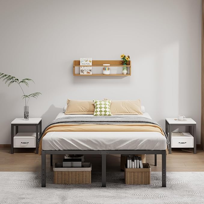 Metal Bed Frame King Size - 18 Inch Heavy-Duty King Platform Bed Frame No Box Spring Needed, Easy Assembly, Noise-Free, Sturdy Mattress Foundation, Underbed Storage Space