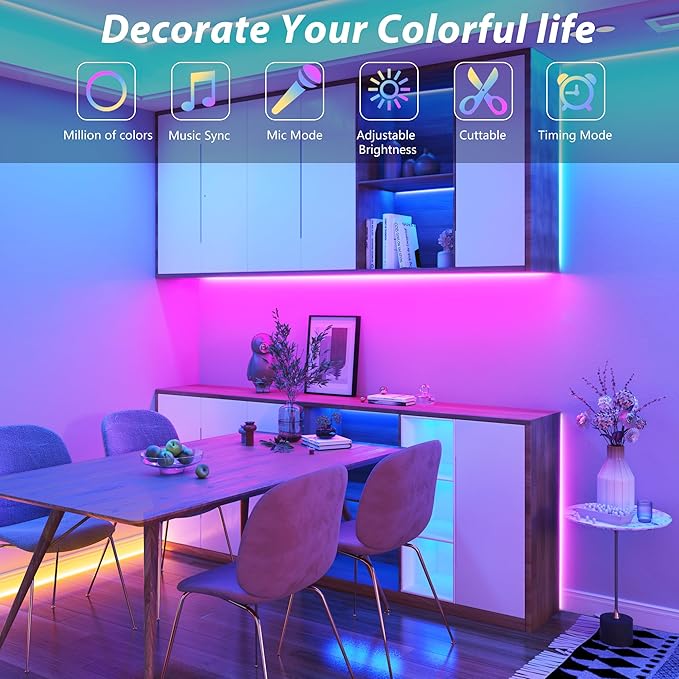 Led Lights for Bedroom 400ft Music Sync Color Changing Led Strip Lights with 60 Key Remote and App Control RGB Led Light Strip for Home Party Room Decoration