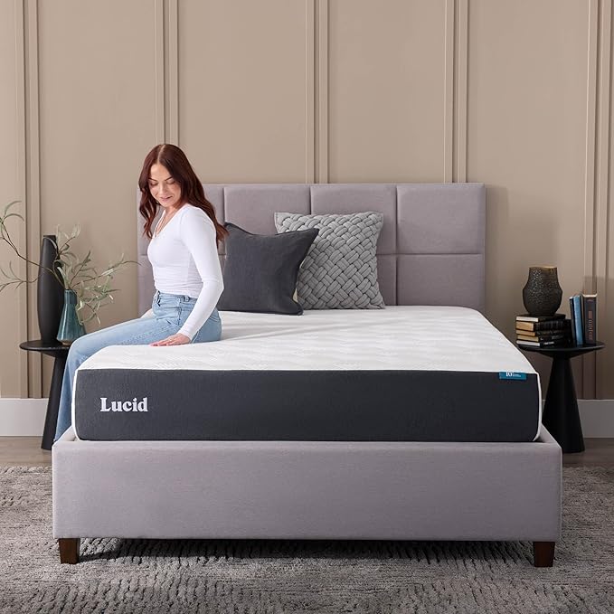 Lucid 10 Inch Memory Foam Mattress - Firm Feel - Infused with Refreshing Bamboo Charcoal and Cooling Gel - Bed in a Box - Temperature Regulating - Pressure Relief - Breathable - Twin Size