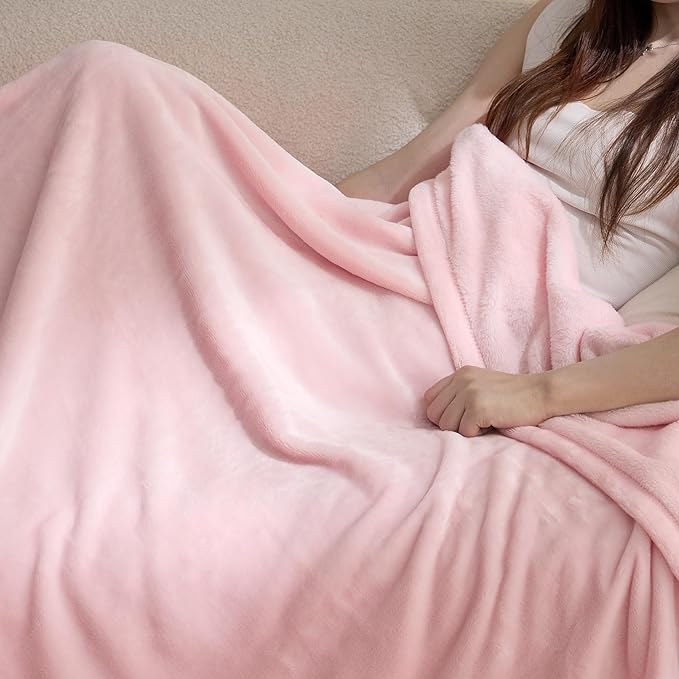 Bedsure GentleSoft Pink Fleece Throw Blanket for Couch - 300GSM Cozy Soft Blankets for Women, Cute Small Fleece Throws for Girls, Pink Home Decor Gifts, 50x60 Inches