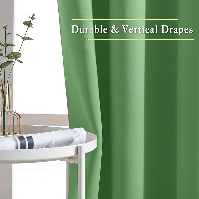 NICETOWN Blackout Curtains and Drapes for Kitchen - Extra Long Room Darkening Thermal Insulated Solid Window Blackout Draperies (Forest Green, 1 Pair, 52 x 95-Inch)