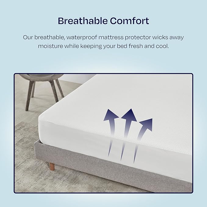 California Design Den Premium Waterproof Mattress Protector for Twin Size Bed - Soft, Cooling, Noiseless, Machine Washable, Fitted Mattress Cover with 8-20 Inch Deep Pockets