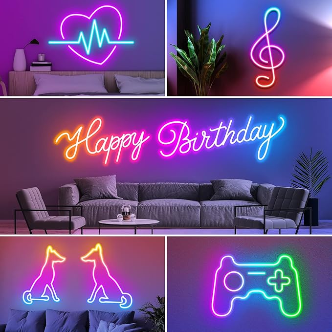 AILBTON 60Ft Neon Rope Lights,Flexible Led Rope Lights Control with App/Remote,Multiple Modes Rope Lights,IP65 Outdoor RGB Led Neon Light Waterproof,Music Sync Gaming