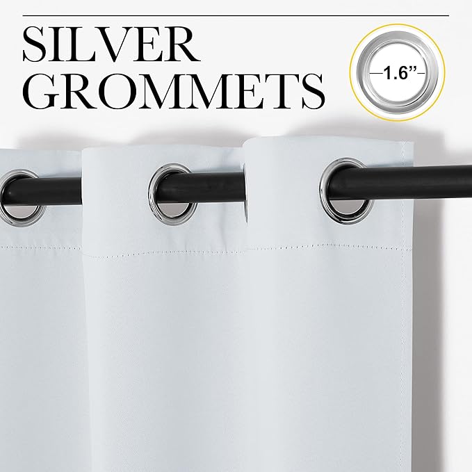 NICETOWN Room Darkening Curtain Panels for Bedroom, Easy-Care Solid Thermal Insulated Room Darkening Draperies/Drapes (Greyish White, 2 Panels, 34 by 84)
