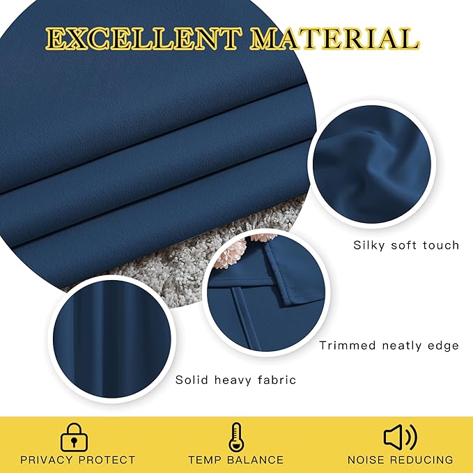 NICETOWN Moroccan Blue Blackout Curtains 84 inch Length 2 Panels, Grommet Thermal Insulated Window Treatments Light & Sound Reducing Drapes for Living Room/Bedroom, W46 x L84