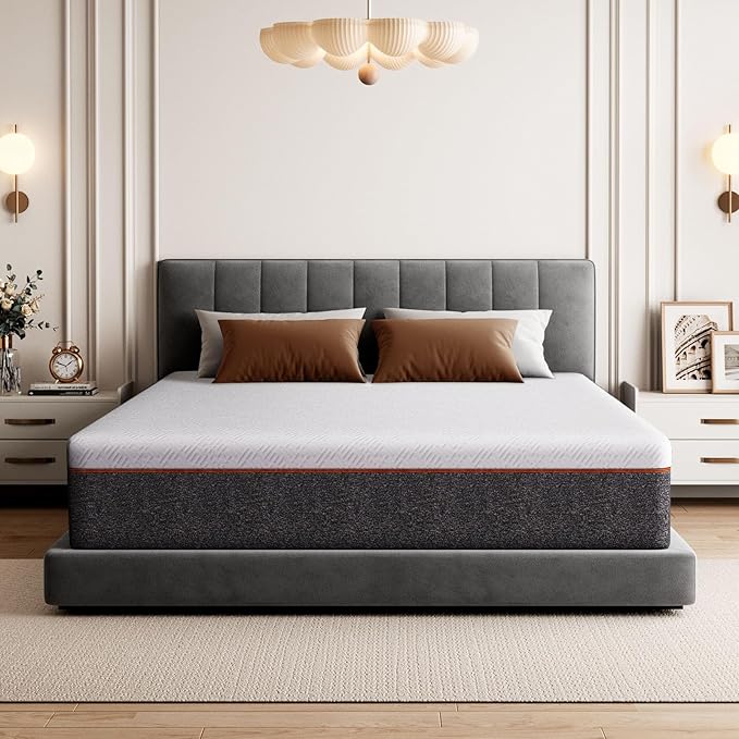 Marsail 10 Inch Twin Size Mattress, Cooling Gel Memory Foam, Fiberglass Free Breathable Cooling Bed Twin Mattress, Medium-Firm in A Box