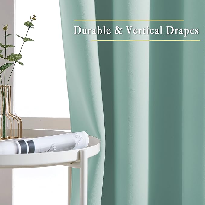 NICETOWN Aqua Blue Bedroom Curtains 72 inches Long, Grommet Blackout Thermal Insulated Window Treatment Room Darkening for Bedroom/Home Office, 2 Panels, W37 x L72
