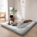 MAXYOYO Japanese Floor Mattress Futon Mattress, Thicken Daybed Sleeping Pad Foldable Roll Up Boys Girls Dormitory Kids Lounger Bed Couch and Sofa, Grey, Full