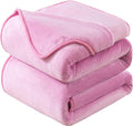 Flannel Fleece Queen Size Summer Blanket All Season 350GSM Lightweight Throw for The Bed Extra Soft Brush Fabric Winter Warm Sofa Blanket 90" x 90"(Pink Queen)