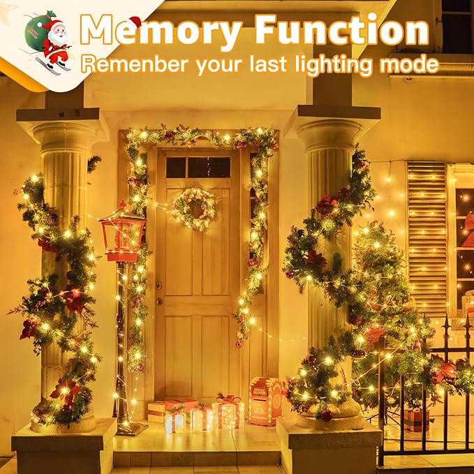 Ollny Outdoor Christmas Lights 1000LED 328FT, Warm White Fairy Lights IP67 Waterproof, Plug in String Light with Remote 8 Modes Timer, Xmas Light for Outside Indoor House Tree Decorations