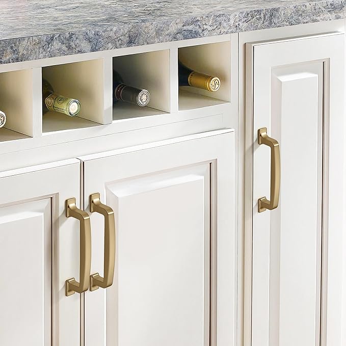 khtumeware 10 Pack 5 Inch Champagne Bronze Cabinet Pulls Warm Brass Drawer Pulls Kitchen Cabinet Hardware Kitchen Handles for Cabinets Cupboard Handles Drawer Handles