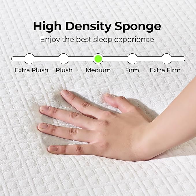 Rolanstar 10 Inch Full Mattress Gel Memory for Cool Sleep & Pressure Relief, Medium Firm Feel, CertiPUR-US Certified, Mattress in a Box, White