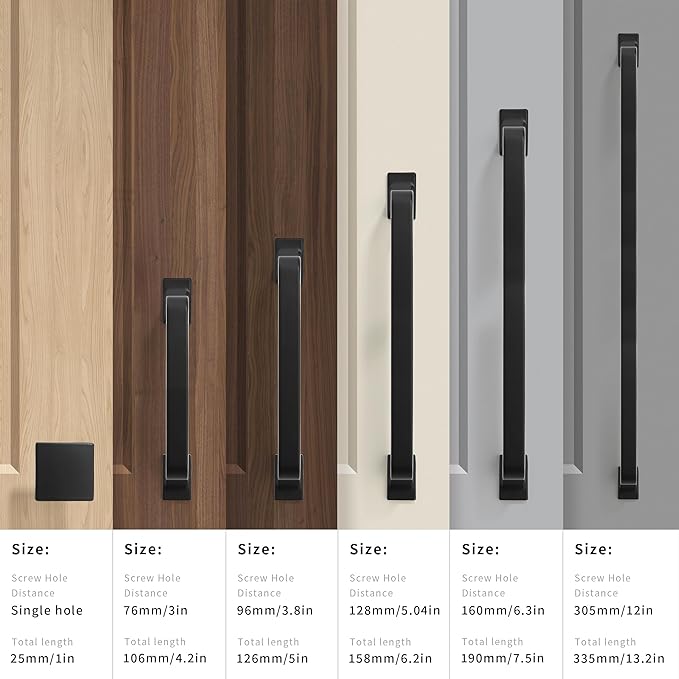 Khtumeware 6 Pack 12 Inch Cabinet Handles - Matte Black Kitchen Pulls and Drawer Handles