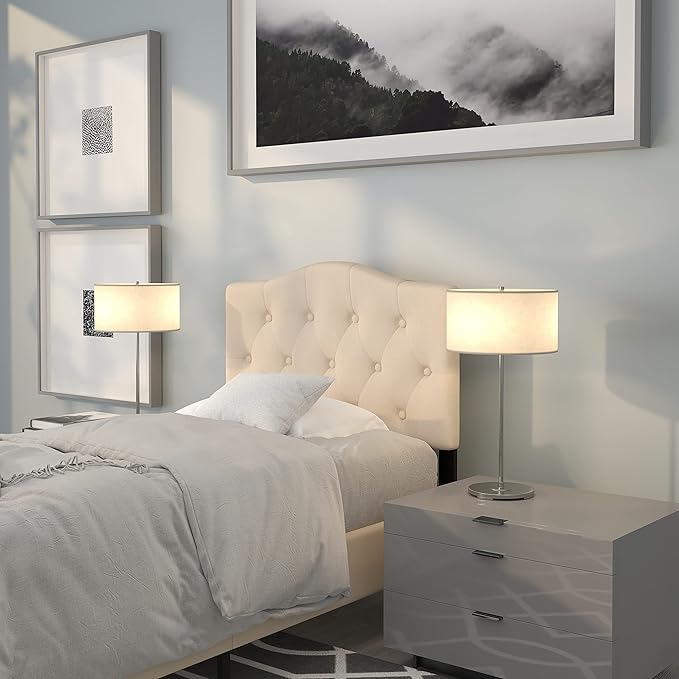 Flash Furniture Cambridge Tufted Upholstered Twin Size Headboard in Beige Fabric