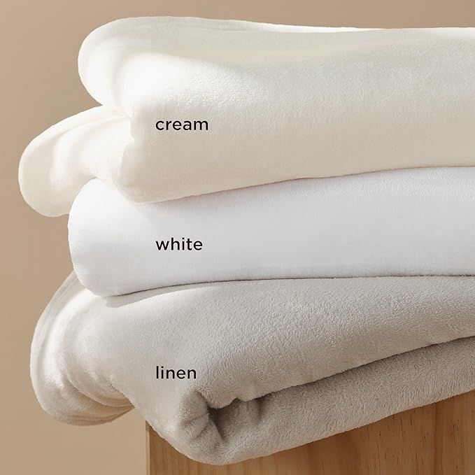 Bedsure GentleSoft White Fleece Throw Blanket - 300GSM Blankets for Couch, Sofa, Bed, Soft Lightweight Plush Cozy Throws for Toddlers, 50x60 inches