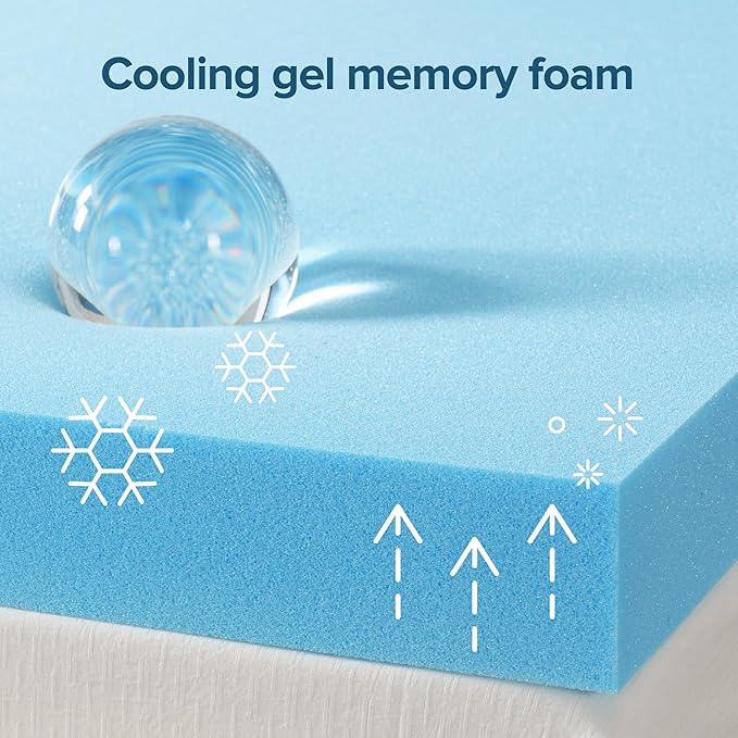 ZINUS 2 Inch Green Tea Cooling Gel Memory Foam Mattress Topper, Smaller, More Convenient WonderBox Packaging, Cooling Gel Foam, CertiPUR-US Certified, Queen