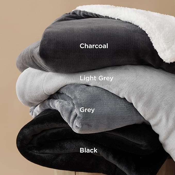Bedsure GentleSoft Sherpa Fleece Throw Blanket Twin Size for Couch - Thick and Warm Throw for Women and Men, Soft Fuzzy Plush Twin Blanket for Winter, Black, 60x80 Inches
