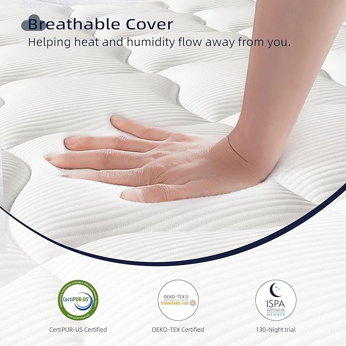Crystli Queen Mattress 13 Inch Hybrid Mattress Bed in a Box, Medium Firm Support, Pressure & Pain Relief for All Sleepers, CertiPUR-US Certified, Reinforced Edge Support, Motion Isolation