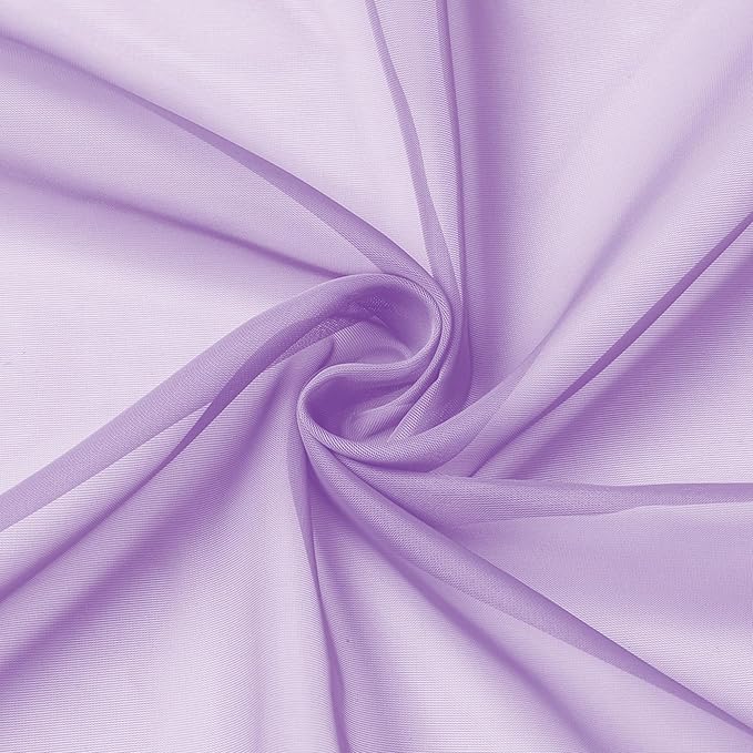 Aiyufeng Light Purple Sheer Curtain Panels Pair Sold 84 Inch Length, Light Filtering Window Curtain Drapes Treatment for Kitchen, Bedroom/Children Room, Voile Top Dual Rod Pocket, 40x84", Pack of 2