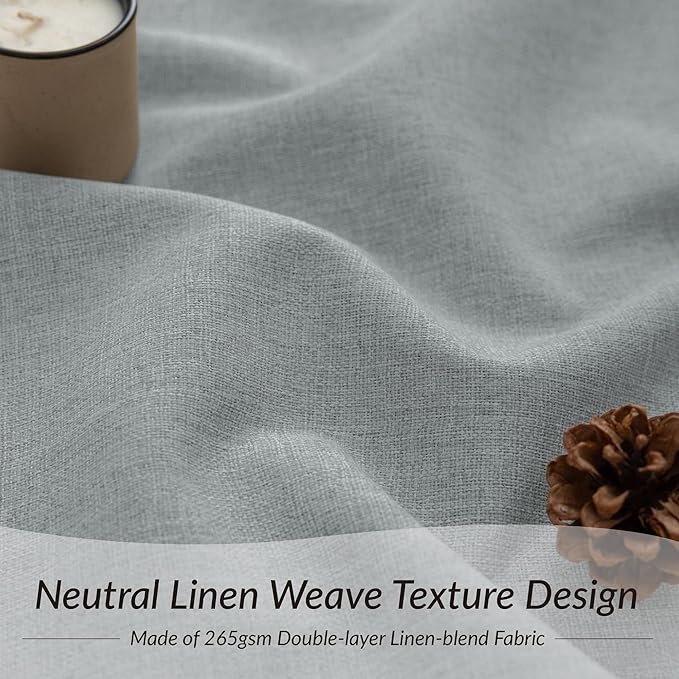 KangBang Pinch Pleat 90 Inch Blackout Curtains for Bedroom, Linen Woven Textured Pleated Drapes 2 Panels Set for Living Room Office, Sun Blocking Neutral Window Treatments,42x90 Inch, Fog Grey