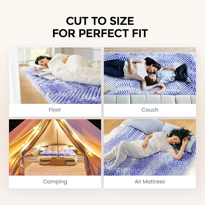 Dreamsmith 3 Inch Memory Foam Mattress Topper, 7-Zone Gel Infused Foam Mattress Pad, Twin Size Bed, CertiPUR-US Certified, Dorm Room Essentials