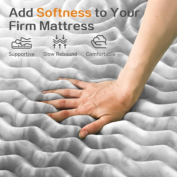 SINWEEK 1.5 Inch Memory Foam Mattress Topper Twin XL, Twin Extra Long Mattress Pads for College Dorm Single Bed, Pressure Relieve CertiPUR-US Certified, 39x80 Inches, Gray