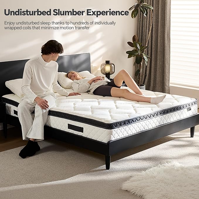 Queen Mattress in a Box, 14 Inch Hybrid Mattress with Individual Pocket Spring & Memory Foam, Motion Isolation, Medium Firm Comfort for Pressure Relief, CertiPUR-US Certified