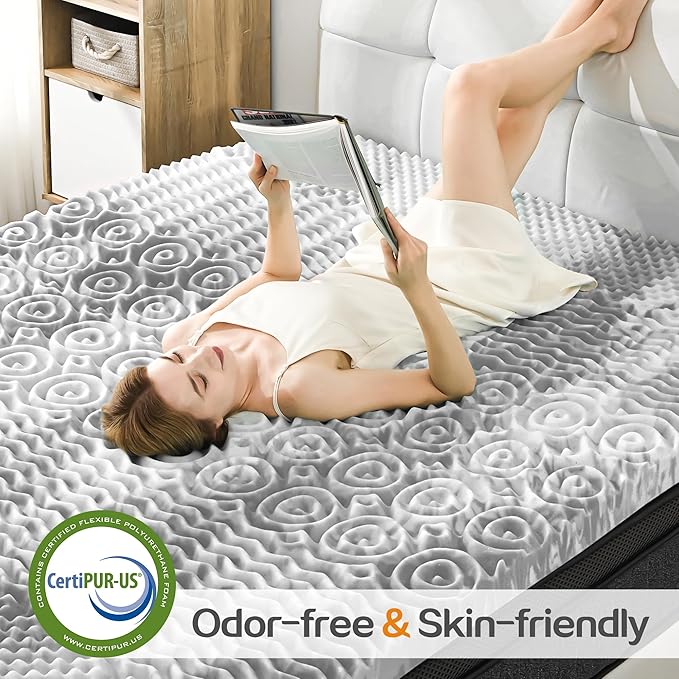 SINWEEK 2 Inch Memory Foam Mattress Topper Twin XL, Twin Extra Long Mattress Pads for College Dorm Single Bed, Pressure Relieve CertiPUR-US Certified, 39x80 Inches, Gray