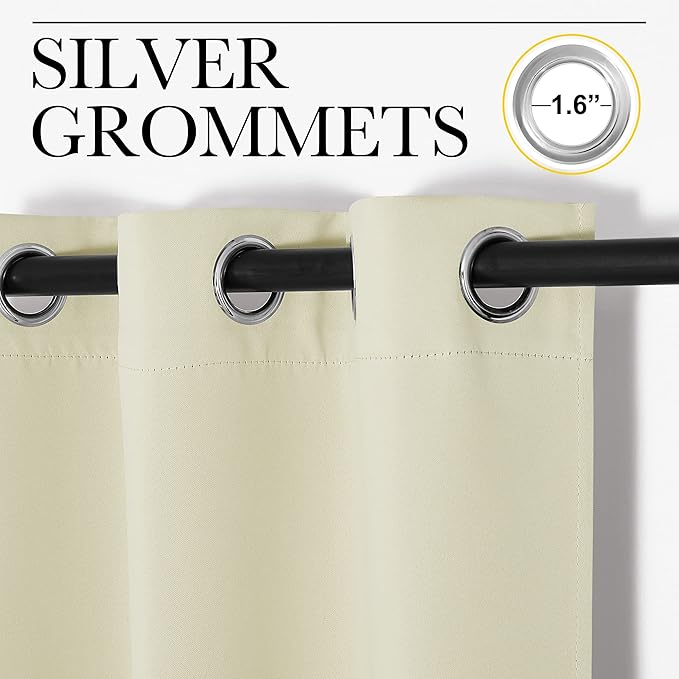 NICETOWN Room Separating Divider, Room Divider Curtain Screen Partition, Function Thermal Blackout Patio Door Curtain Panel, Sliding Door Insulated Curtain for Patio, Beige, 8.3ft Wide x 12ft Long