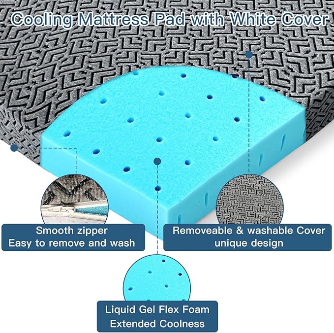 Airensky 4 Inch Memory Foam Mattress Topper, Cooling Gel Infused High Density Full (54"x75") Topper with Removable Cover, Bed Topper for Pressure Relief Back Pain, CertiPUR-US Certified, Gray