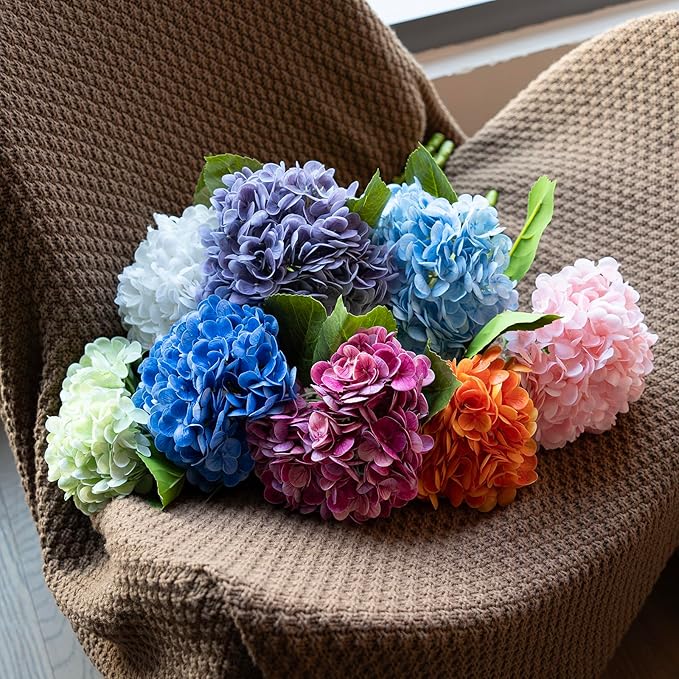 4Pcs Green 22 inch Lifelike Artificial Hydrangea, Large Real Touch Flowers Artificial Flowers Dry Flowers Outdoor Wedding Christmas Office Family Party Living Room Table Decoration
