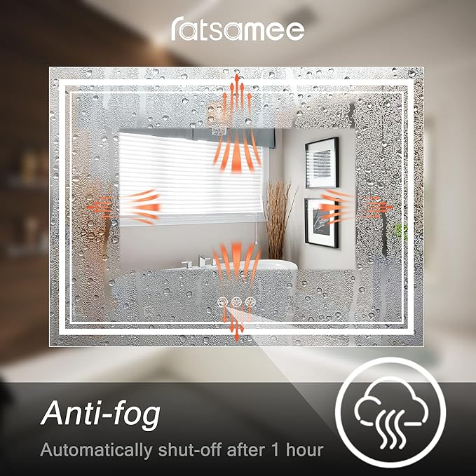 48x32 Inch Led Mirror for Bathroom with Front Light and Backlit, Dimmable Anti Fog Wall Bathroom Mirror with Led Lights, Water Proof, Decor Vanity Mirror