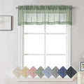 Aiyufeng Kirei Sage Green Kitchen Sheer Valance Curtains 14 Inch Length, Voile Linen Sheer Cafe Curtains for Bathroom Farmhouse Country Light Filtering Short Window Curtain 1 Panel(Green, 60 W x 14 L)