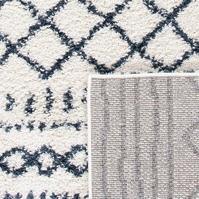 SAFAVIEH Arizona Shag Collection Area Rug - 10' x 14', Ivory & Slate, Moroccan Design, Non-Shedding, 1.6-inch Thick, Ideal for High Traffic Areas in Living Room, Bedroom (ASG741M-10)