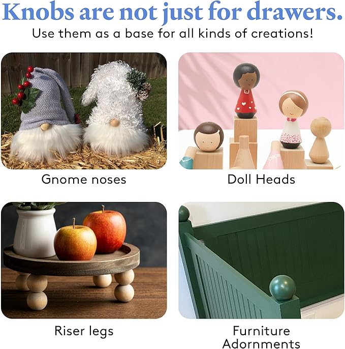 Unfinished Wood Ball Knobs 1 inch for Kitchen Cabinet Knobs, Drawer Knobs, Dresser Knobs and Crafts, Pack of 500, by Woodpeckers