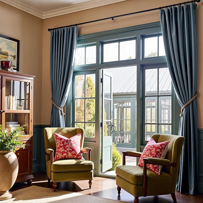 Lazzzy Velvet Blackout Curtains Thermal Insulated Room Window Drapes Super Soft Luxury Curtains for Living Room Bedroom Rod Pocket 2 Panels, Dark Slate, 62" W x 90" L