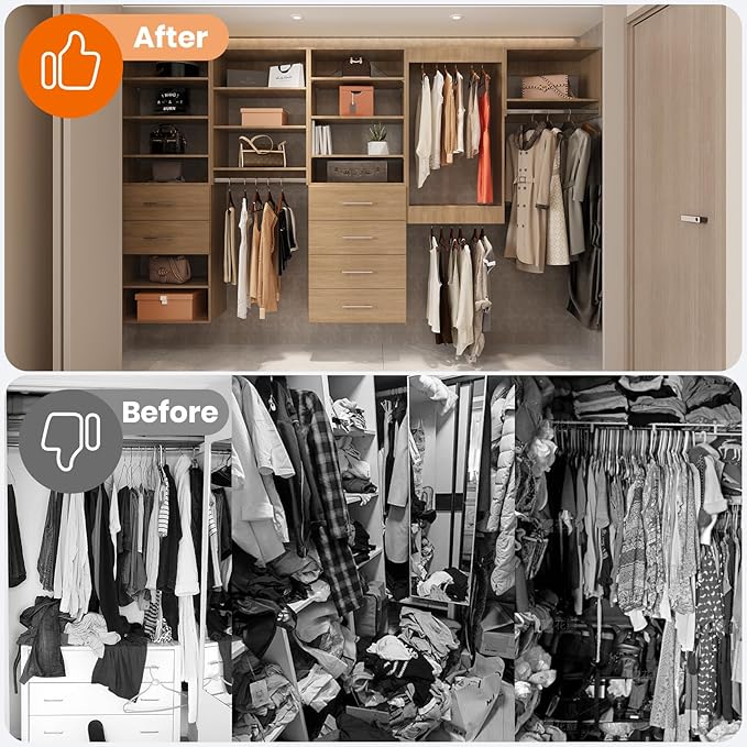 ROOMTEC 22.5" Tall Hanging Closet Unit, Modular Closet System with Hanging Rod, Wardrobe Organizer for Bedroom or Walk-in Closet, Wall Mounted, Customizable Clothes Storage Unit, Wood