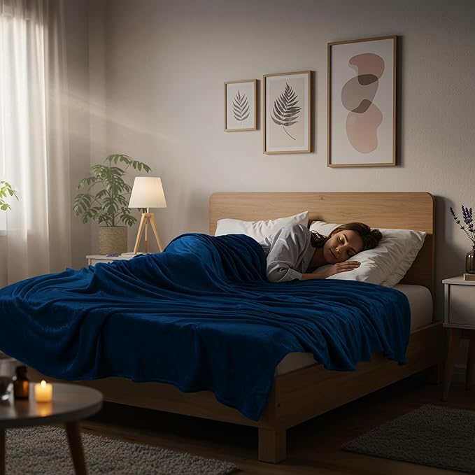 Utopia Bedding Fleece Blanket Queen Size Navy 300GSM Luxury Anti-Static Fuzzy Soft Microfiber Bed Blanket (90x90 Inch)