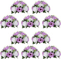 NUPTIO Flower Wedding Centrepieces for Tables - 10 Pcs 9.5in Diameter Lilac & White Artificial Flowers Rose Ball for Centerpieces Table - Fake Rose Arrangements for Weddings Birthday Party Decor