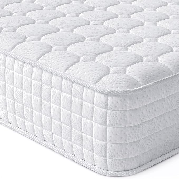 Vesgantti 8 Inch Multilayer Hybrid Twin XL Mattress - Multiple Sizes & Styles Available, Ergonomic Design with Memory Foam and Pocket Spring, Medium Firm Feel, White