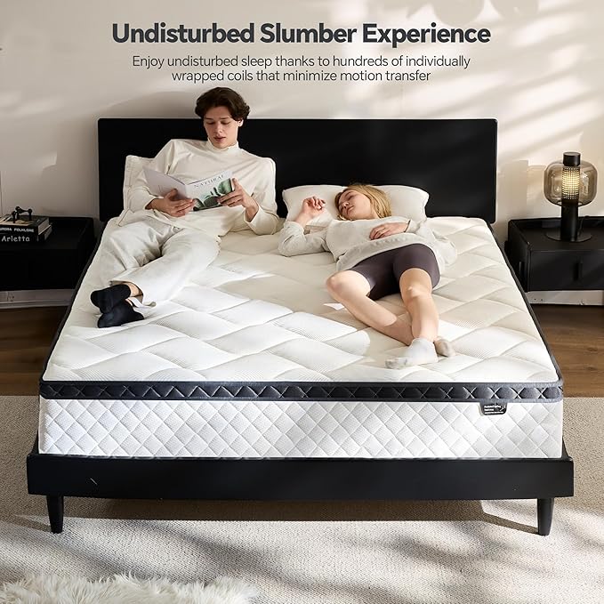 Full Size Mattress in a Box, 10 Inch Hybrid Mattress with Individual Pocket Spring & Memory Foam, Soft, Motion Isolation, Medium Firm Comfort for Pressure Relief, CertiPUR-US Certified