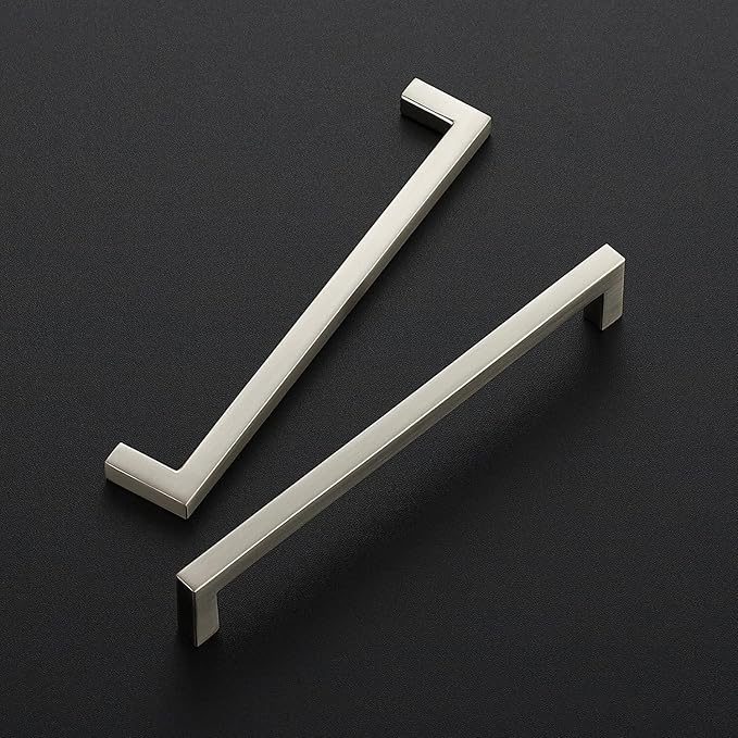 Ravinte 10 Pack Solid 6-1/4 Inch Center to Center Slim Square Bar Drawer Handles Cabinet Hardware - Brushed Nickel Kitchen Pulls