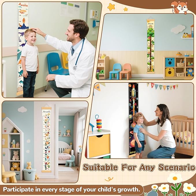 Personalized Name Toddler Height Wall Chart, Christmas Snowman Kid Measuring Growth Chart, Waterproof & Removable Canvas Kids Growth Chart Ruler, Height Growth Chart Wall Decor - Christmas Gifts