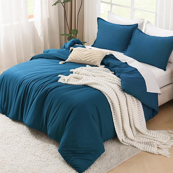 Litanika Teal Comforter Full Size, 3 Pieces Turquoise Lightweight Solid Bedding Comforter Set, All Season Fluffy Bed Set (79x90In Comforter & 2 Pillowcases)